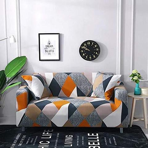 Strechable Sofa Cover, Two Seater, Geometric  Design