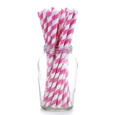 COOLBABY 25 Disposable Environmentally Friendly Kraft Paper Straws，Wedding Party Skew Straws