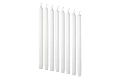 Unscented candle, white35 cm,8pack
