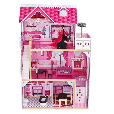 XIANGYU top bright wooden dollhouse with elevator dream doll house for kids, wooden dollhouse furniture and accessories for kids