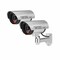 Tomvision - Fake Security Silver Camera, Dummy CCTV Surveillance System with Realistic Red Flashing Lights and Warning Sticker 2 Pack