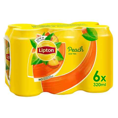 Lipton Peach Ice Tea Non Carbonated Low Calories Refreshing Drink 320ml Pack of 6