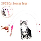 Buy GOLDEN ROSE  2Pcs Cat Wands Cat Toys Cat Teaser Toys Fish Bell Interactive Cat Feather Training Wand Toy for Kitten Cat Having Exercise Playing in UAE