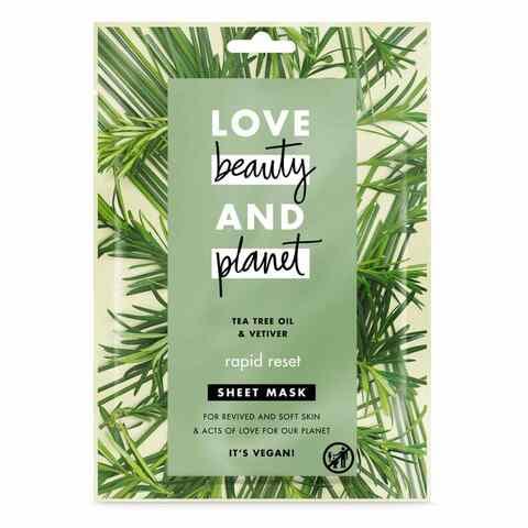 Love Beauty And Planet Tea Tree Oil &amp; Vetiver Sheet Mask  Rapid Reset  1Pc