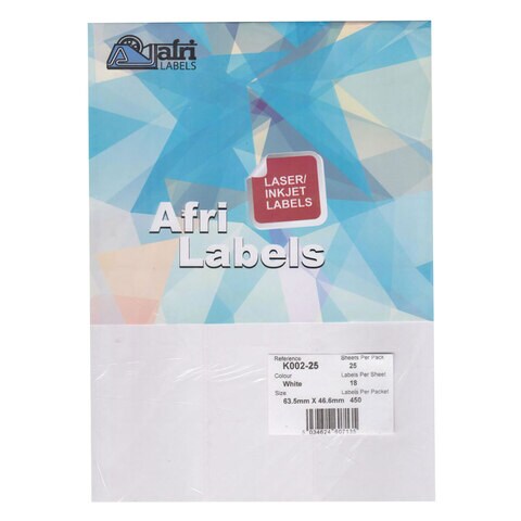 Afri  K002 Laser Inkjet  A4 Adhesive Labels