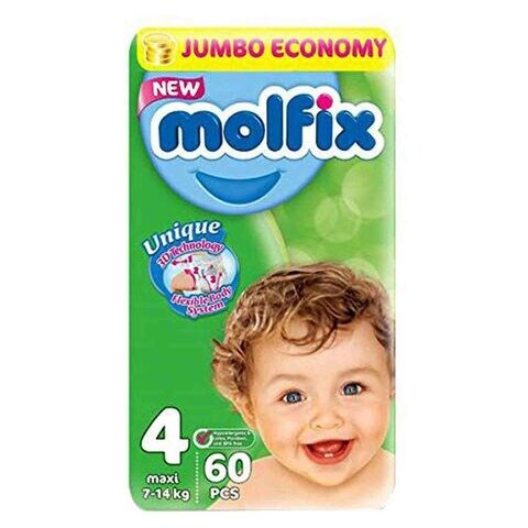 Molfix Baby Diapers Jumbo Economy Size 4 Maxi 7-14 kg 60 Count