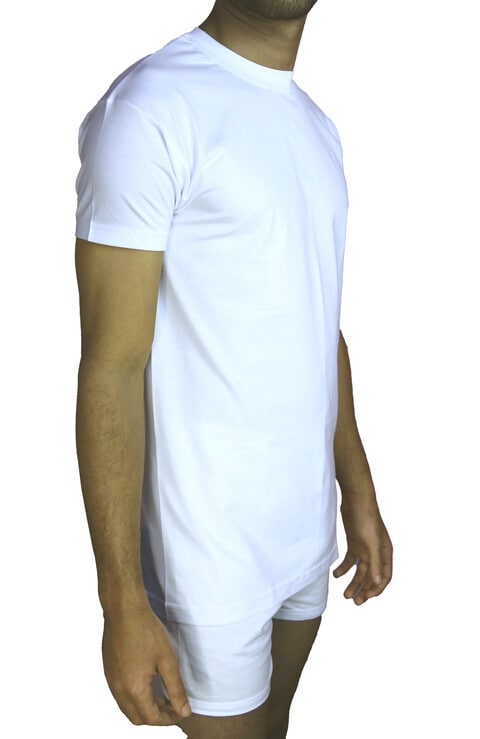Rayan Men Crew Neck Undershirt Underwear Cotton 100% White L