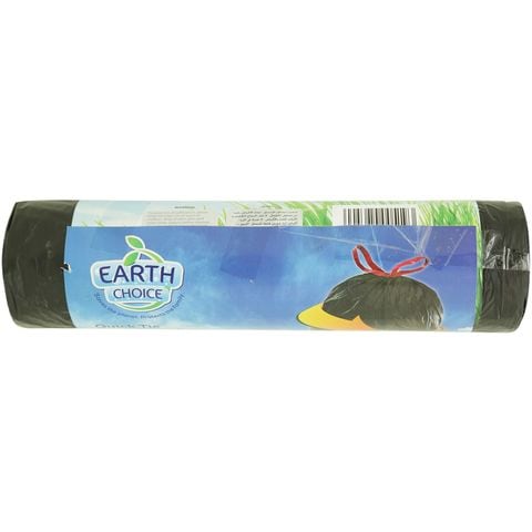 Earth Choice Quick Tie Drawstring Black 15 Garbage Bags