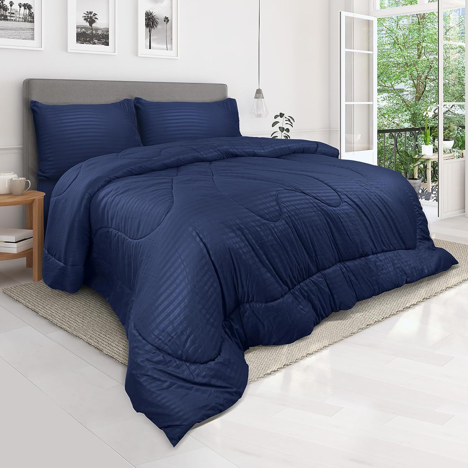 Blue bed store set queen