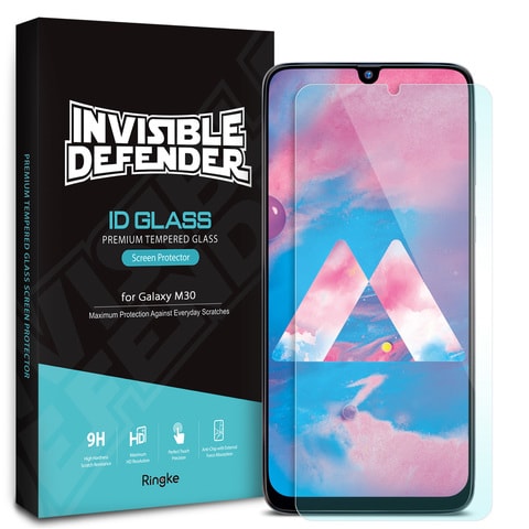 Rinkge - Tempered Glass Screen Protector For Samsung Galaxy M30 Invisible Defender 9H  (Pack Of 3) Clear Anti-Scratch