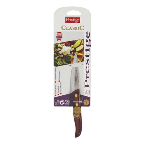 Prestige Classic Paring Wood Kitchen Knife Brown And Silver 8cm