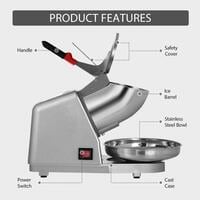 Aiwanto Ice Crusher Ice Shaver Ice Masher Ice Blender for Bar Resturant Home Electric Dual Blade Ice Crusher Shaver Snow Cone Maker Machine 300W 145lbs/hr(Grey)
