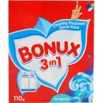 Buy BONUX 3IN1 HIGH SUDS DETERGENT CLEAQNING FRESHNESS GOOD PRICE ORIGINAL 110G in Kuwait