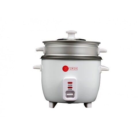 AFRA Rice Cooker, 1.0 Litre Capacity, Non-stick Inner Pot, Glass Lid, Aluminium Heating Plate, Keep-warm Function, G-mark, ESMA, ROHS, And CB Certified, AF-1040RCWT, 2 Years Warranty