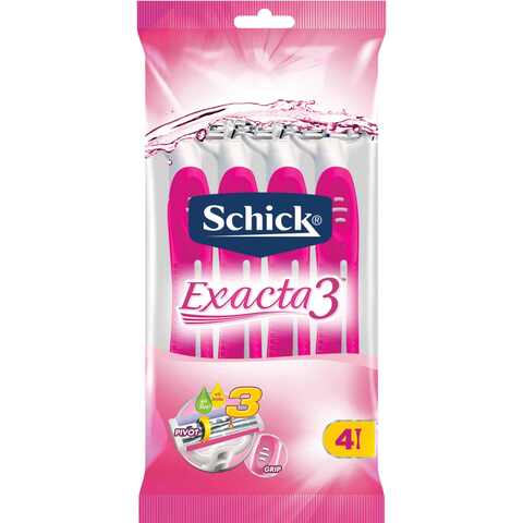 Schick Exacta 3 Disposable Razor Pink 4 count