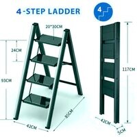 HEXAR&reg; Multipurpose Step Ladder Folding Ladder with Anti-Slip Pedal Folding Step Stool Portable Lightweight Foldable Stepladder for Home Kitchen Library Office 150 KG Capacity (4 STEPS)