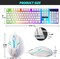SKY-TOUCH G21 Keyboard Wired USB Gaming Mouse Flexible Polychromatic LED Lights Computer Mechanical Feel Backlit Keyboard Mouse Set,White (White)