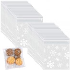 Buy Homarket® Christmas Cellophane Bags 100 Pcs Clear Resealable Snowflake Sealed Plastic Package Cellophane Bags with Adhesive Closure for Bakery Cookie Candies Dessert Poly Bags（GC2621A） in UAE