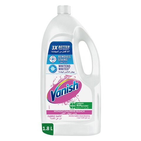 Vanish Crystal White Laundry Stain Remover Liquid for White Clothes, Can be Used with or without Detergents &amp; Additives, Ideal for Use in the Washing Machine, 1.8 L