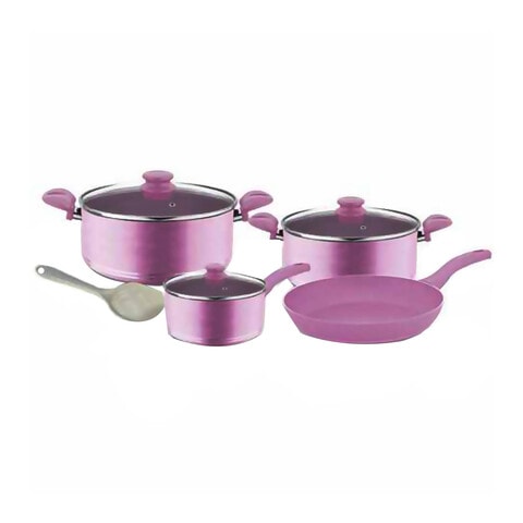 Home Maker Granitec Cookware Set Pink Pack of 8