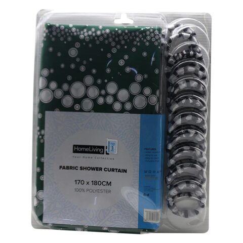 Home &amp; Living Hl0080 Fabric Shower Curtain With Hanging Rings 170x180cm