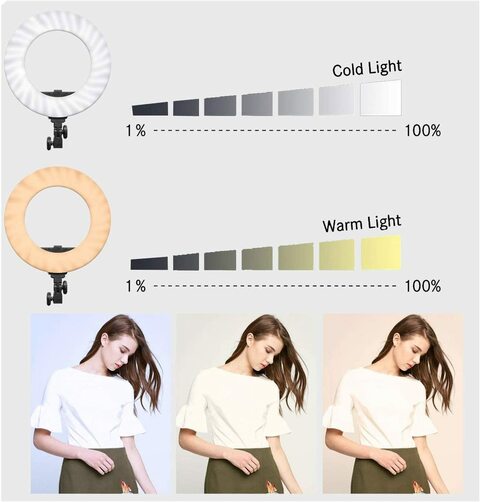 Coopic Rl-18D Bio-Color 3200K- 5600K Dimmable Ring Video Light (18 Inches/46 Centimeters Outer, 55W, 2048 Pieces LED Smd) Black