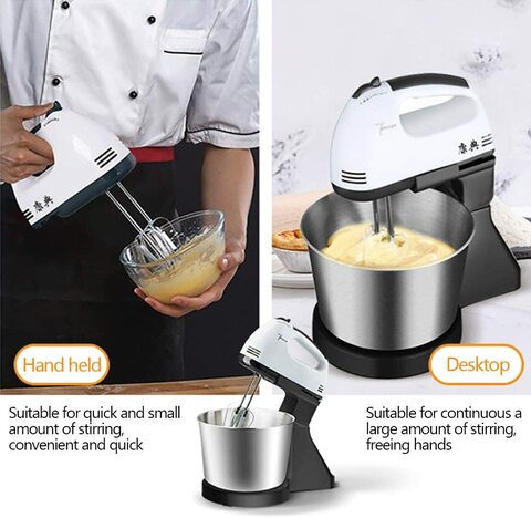 Electric Hand Mixer: Stainless Steel Whisk 7-Speeds Portable Hand