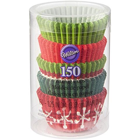 Generic Christmas Red And Green Mini Cupcake Cases, Paper, Multicoloured, 4.85 X 4.85 X 2.18 Cm