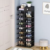Wooden 8 Tier Shoe Shelf Cabinet Rack Storage Organiser Display Stand(black)