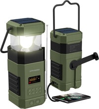Camping Lantern, Emergency Light,Portable AM FM Radio Waterproof Bluetooth Speaker,Hand Crank Solar 5000mAH Battery Powered,Flashlight Cell Phone Charger,SOS,Outdoor Survival