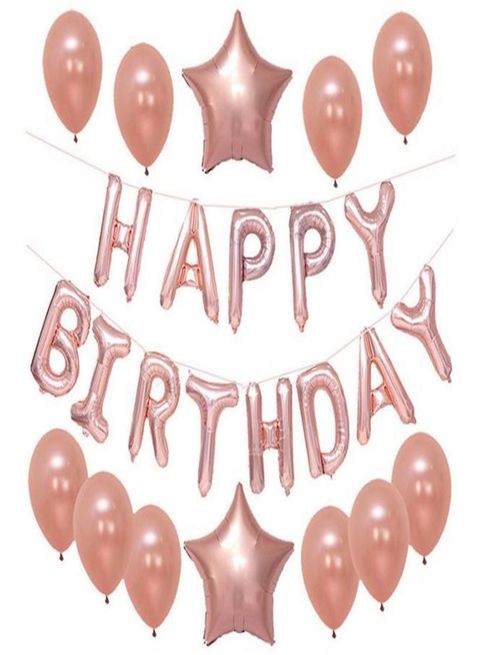 Buy Party Time Happy Birthday Party Foil Balloon Decoration Set Rose Gold Online Shop Stationery School Supplies On Carrefour Uae