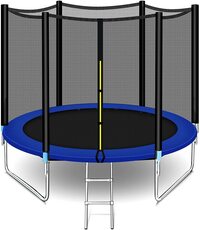 Sky-Touch 8FT Outdoor Trampoline For Kids Adult, Large Bungee Bed Jumping Mat And Spring Cover Padding With Safety Enclosure Net, Parent, Child Interactive Game Fitness Equipment
