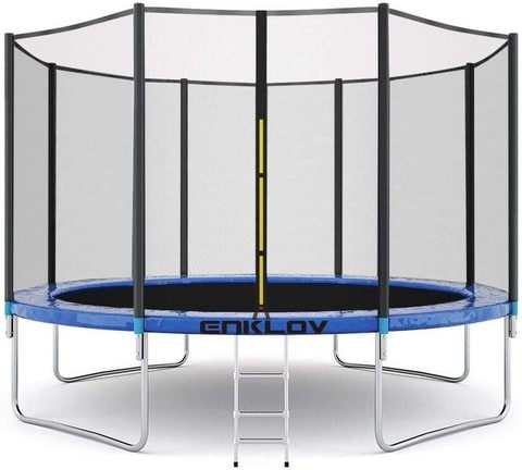 Enklov - Trampoline, High Quality Kids Outdoor Trampolines Jump Bed With Safety Enclosure Exercise Fitness Equipment (12Ft)
