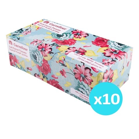 اشتري Carrefour Classic Tissue 150 count Pack of 10 في الامارات