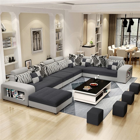 Living Room Sofa - Sofa set - Fashion Fabric Sofa - Combination Set - Cafe Hotel Furniture - Simple Leisure Sofa.GREY