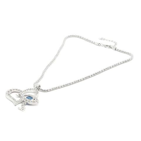 Tanos - Fashion Silver Plated  Chain Heart Shape Pendant Evil Eyel  Allah Design
