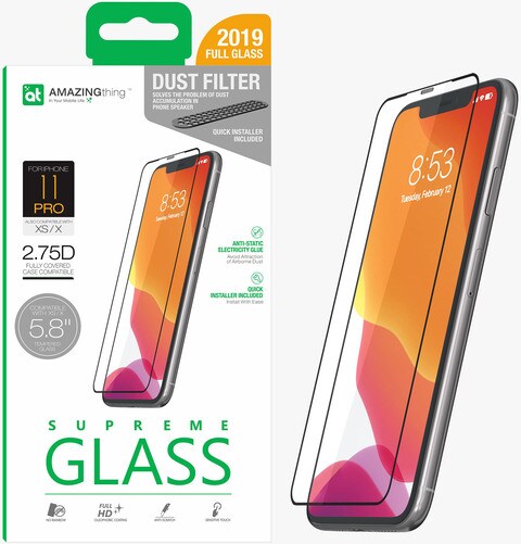 Amazing Thing iPhone 11 PRO/iPhone XS Fully Covered 2.75D tempered Glass Screen Protector with built in Dust Filter and Anti Static Glue - Easy install Quick installer align tray