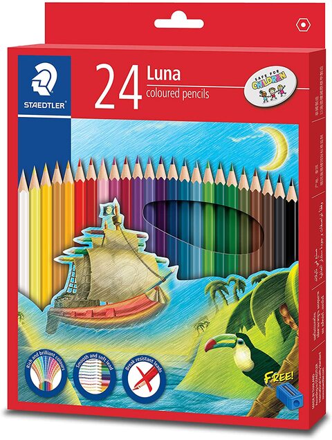 STAEDTLER Luna 24 Colors Coloured Pencil Set with FREE Pencil Sharpener