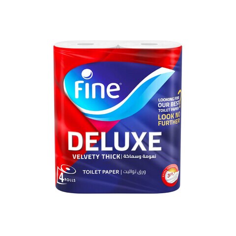 Buy Fine Deluxe Toilet Paper 3 Ply 150 Sheet x 4 Rolls Online
