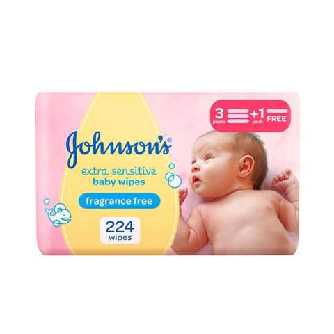 Johnson&#39;s Baby Wipes Extra Sensitive 98% Pure Water 56 count Pack of 4