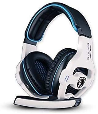 SADES SA-810 Headband Wired Computer Headphone Heavy Bass Gaming Headset with Microphone White Color By RDN
