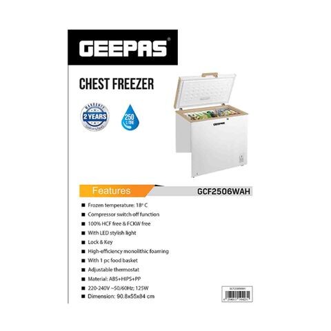 Geepas Chest Feezer GCF2506WAH 250 Liters (Plus Extra Supplier&#39;s Delivery Charge Outside Doha)