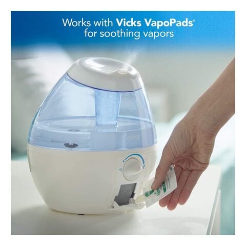 Vicks VUL525E1 Mist Ultrasonic Humidifier With 2 Menthol Pads Included