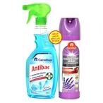 اشتري Carrefour Antibac Disinfectant Cleaner Bathroom Aqua Fresh 500ml With All Purpose Disinfectant Spray Lavender Clear 450ml في الامارات