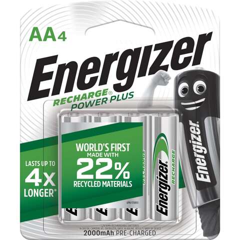 Energizer Recharge Power Plus AA NiMH Batteries - Pack of 4