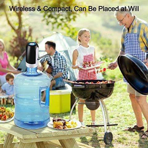 Myvision Stainless Steel Water Bottle Pump Automatic Drinking Portable Electric Universal Dispenser (5 Gallon , Black)