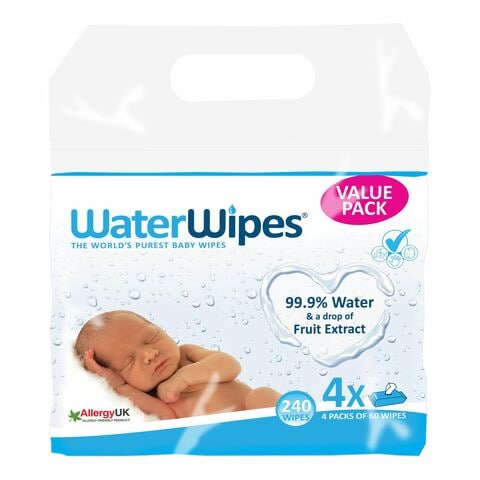 Water Wipes Purest Baby Wipes White 60 Wipes Pack of 4