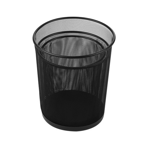 Aibecy-Round Metal Mesh Waste Paper Basket Office Dustbin Trash Can Wastebasket Recycling Bin