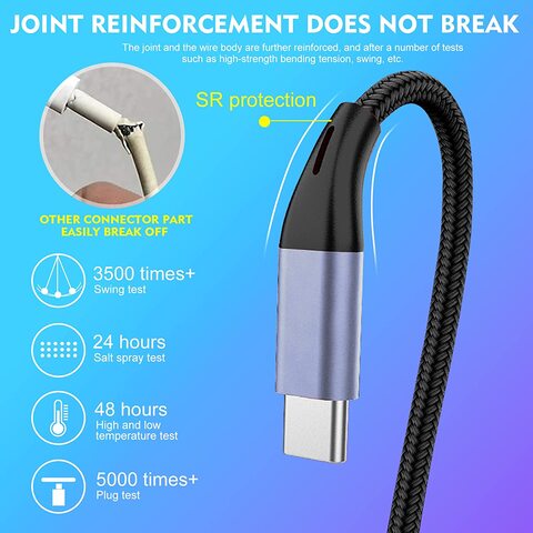 SKY-TOUCH Multi Charger Cable, USB Charging Cable 3 in 1 Phone Charger Cable 5A Quick Charger Braided Nylon with iPhone/Type C/Micro USB Connector for Phones Tablets and More