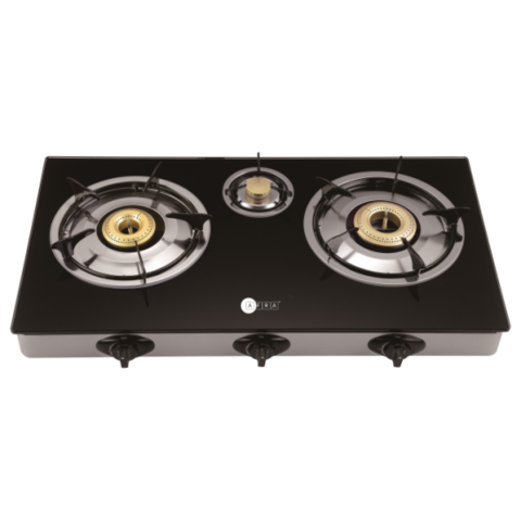 AFRA Japan Three Burner Gas Stove,  Compact Design, Tempered Glass, Easy-To-Clean, Heat Resistant, Shock Resistant, G-MARK, ESMA, ROHS, and CB Certified, 2 years warranty